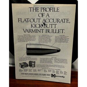 Hornady Varmint Bullets Vintage Print Ad 1990s Flat-Out Accurate Ammo Profile